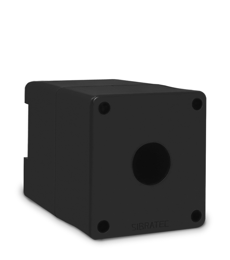 Caixa Plástica Preta BX1-SBP de Sobrepor ou Fixar em Trilho DIN com 1 Furo 22mm - Dimensões: 78x72x76mm (CxLxH) IP54 