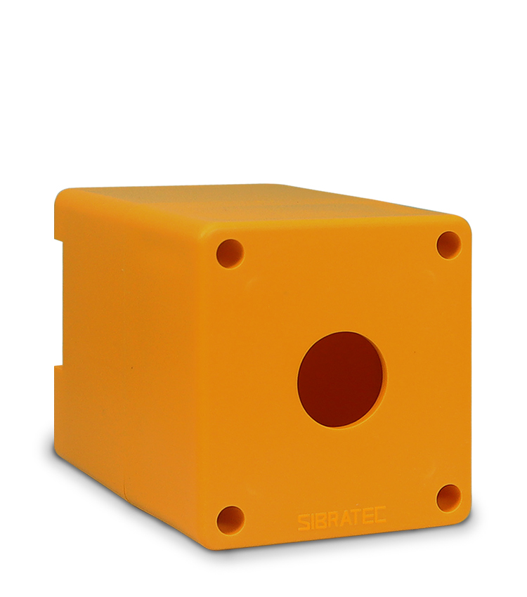 Caixa Plástica Amarela BX1-SBA de Sobrepor ou Fixar em Trilho DIN com 1 Furo 22mm - Dimensões: 78x72x76mm (CxLxH) IP54 