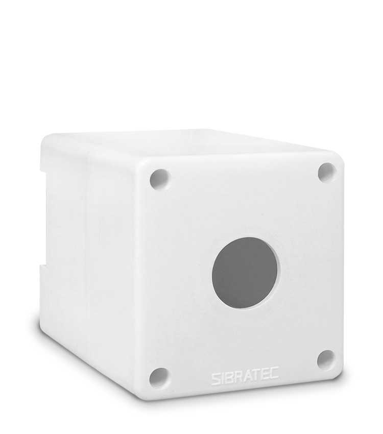 Caixa Plástica Branca BX1-SBB de Sobrepor ou Fixar em Trilho DIN com 1 Furo 22mm - Dimensões: 78x72x76mm (CxLxH) IP54