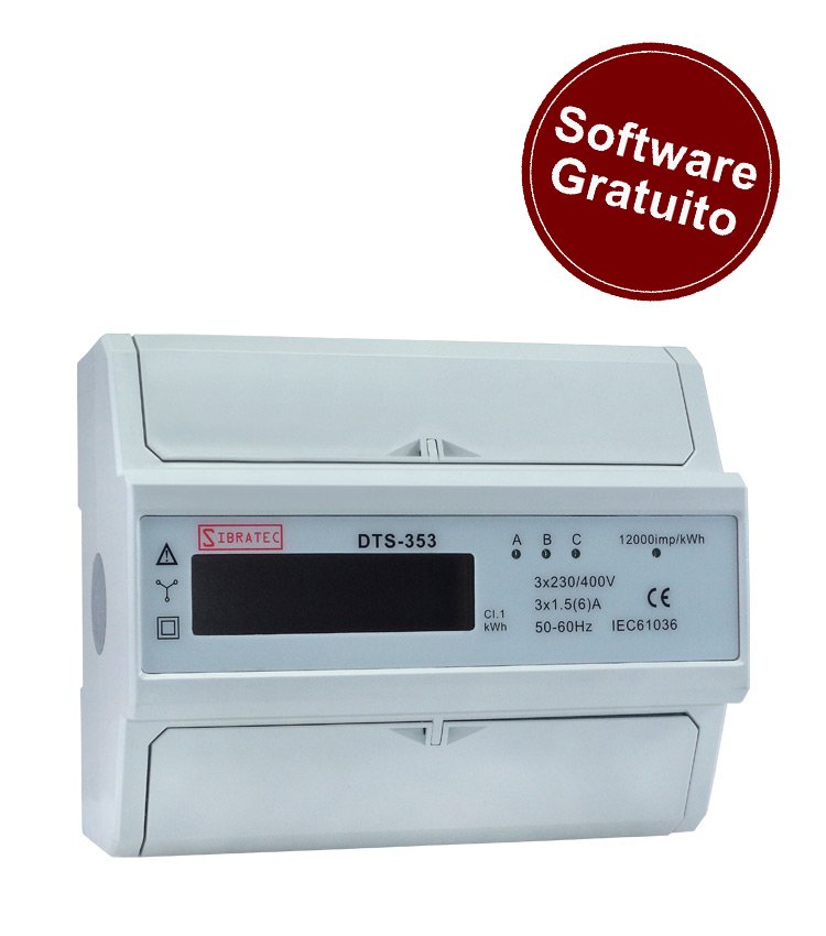 Medidor de Energia (kWh) DTS353-TC Trifásico 220/380V - Medição por Transformador de Corrente de 200/5A