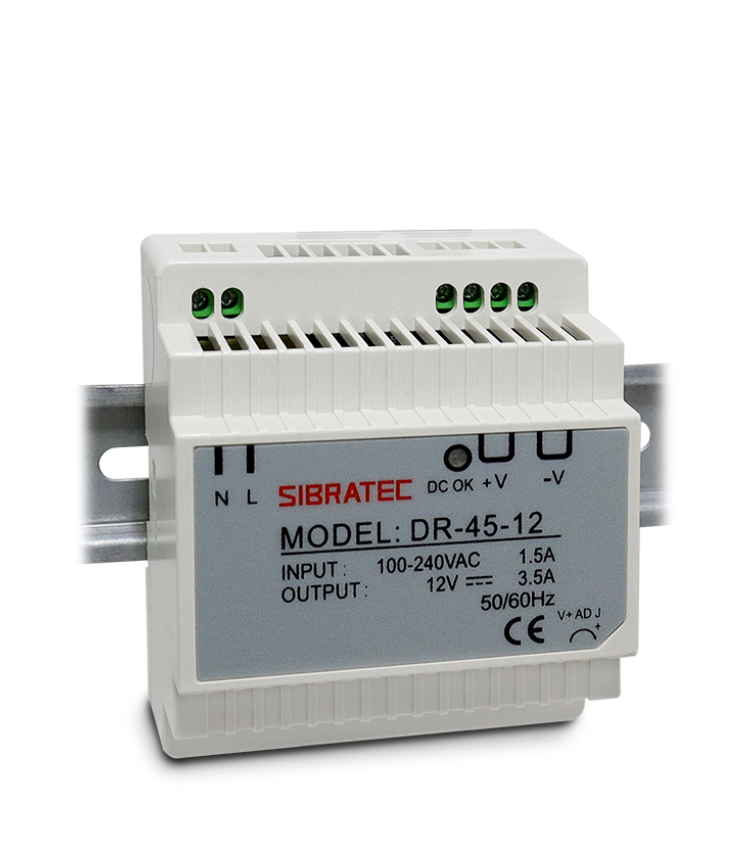 Fonte Chaveada para Trilho Din - Entrada 110/220Vca e Saída 12Vcc de 45W 3,5A - DR-45-12V
